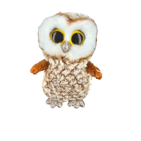 TY Beanie Boos - PERCY the Barn Owl Brown Glitter Eyes Stuffed Animal Toy‎ Plush - Picture 1 of 11
